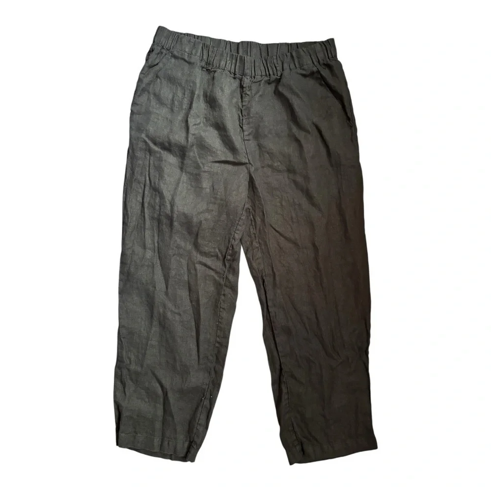 Quince 100% European Linen Pants Women’s Size L Black Relaxed - Picture 7 of 10